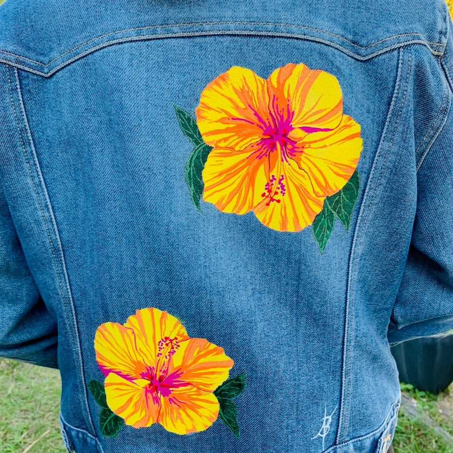 Floral Denim Jacket - Yellow