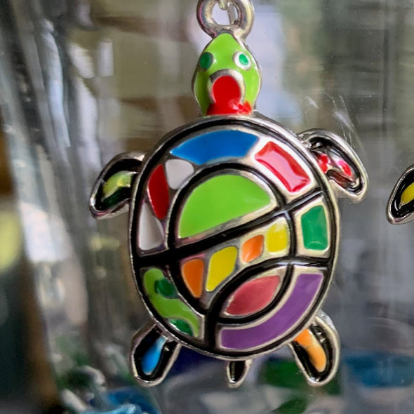 Earrings, Enamel Sea Turtle