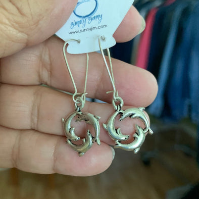 Earrings, Circling Dolphins
