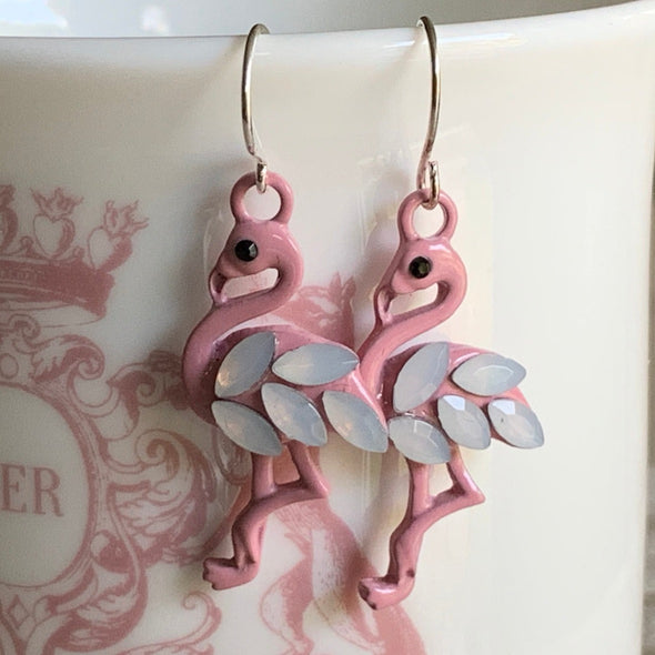 Earrings, Opaque Flamingo Wings