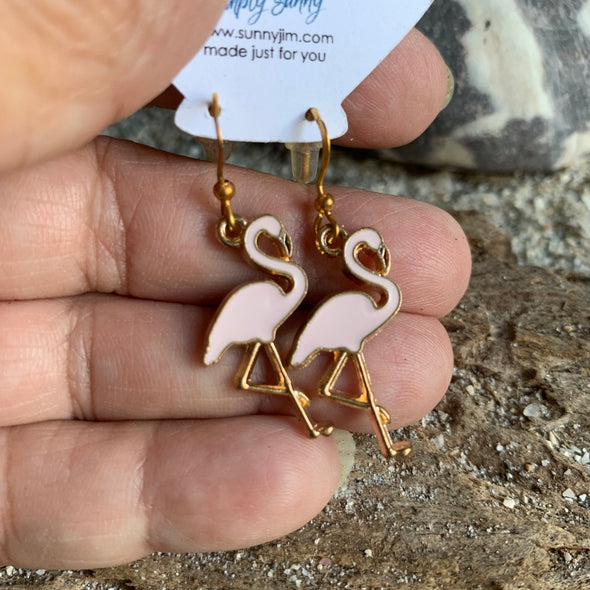 Earrings, Small Flamingos