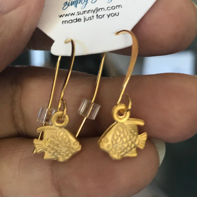 Gold-Tone Fish, Earrings