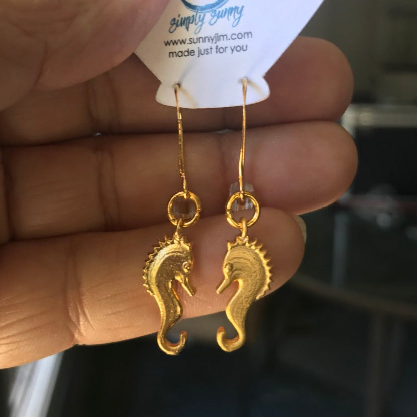 Gold-Tone Seahorse, Earrings