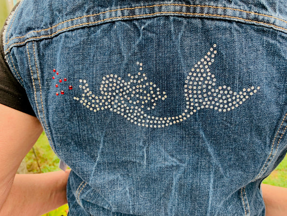 Levis Denim Vest, Red Hibiscus