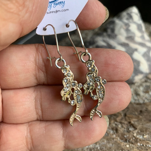 Earrings, Rhinestone Mermaid