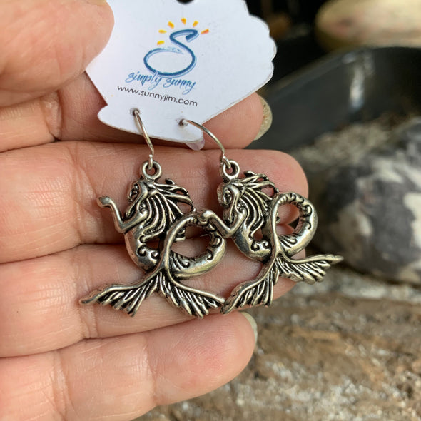 Earrings, Swirling Tail Mermaid