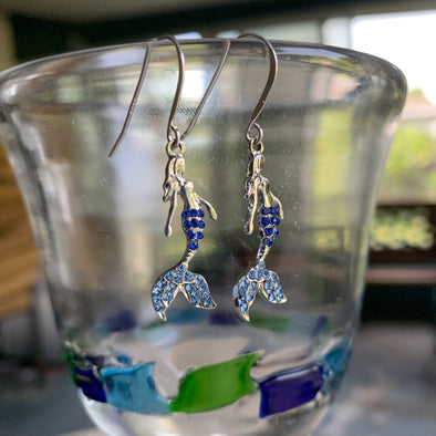 Earrings, Rhinestone Mermaid