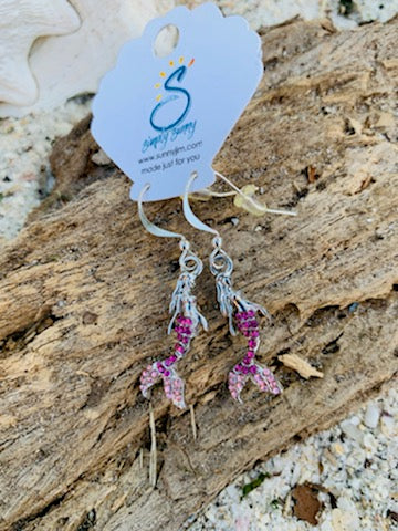 Earrings, Rhinestone Mermaid
