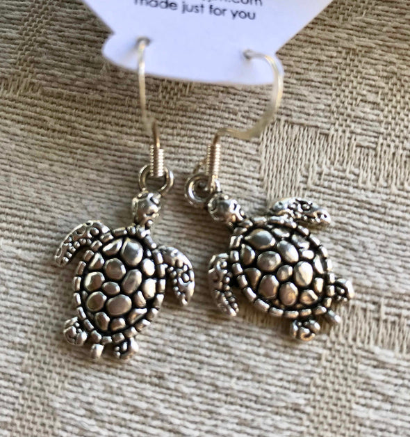 Earrings, Silver Sea Turtle