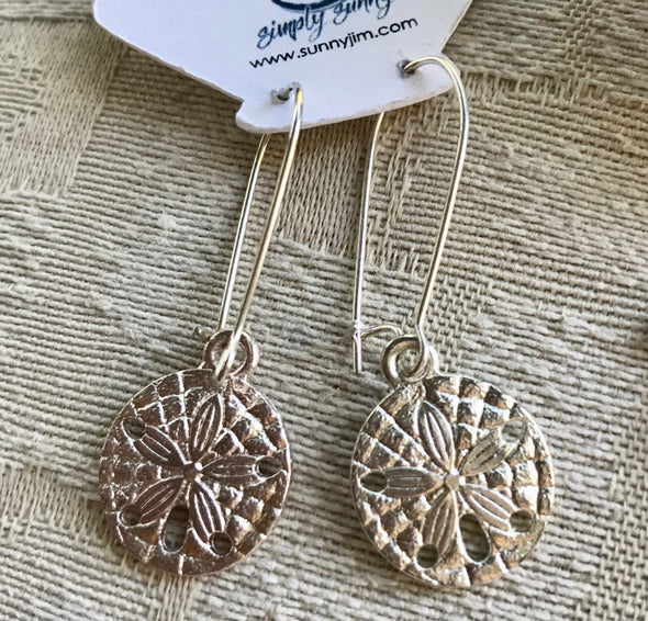 Earrings, Silver Sand Dollar